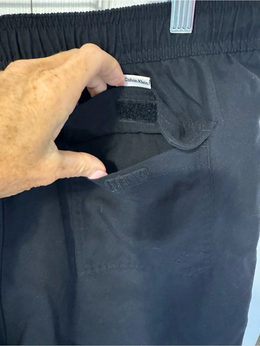 Calvin Klein Men’s Black Swim Board Shorts with White Logo Size Large